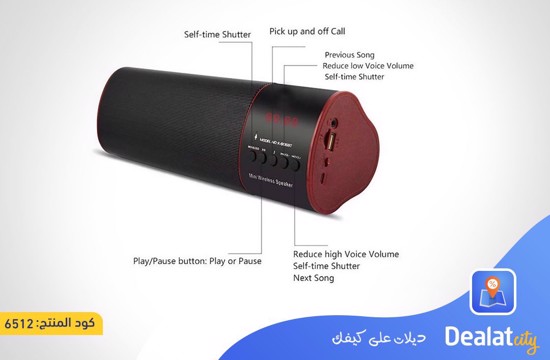 Portable Bluetooth Speaker with LED Display Multi-Port (USB, FM, TF, AUX) 1500mAh