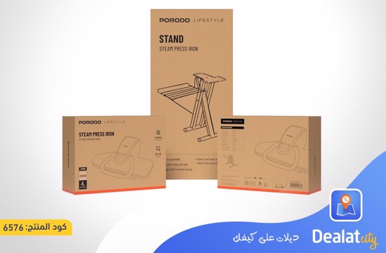 Porodo Steam Press Iron with Foldable Stand with 5 Ironing Levels- dealatcity store