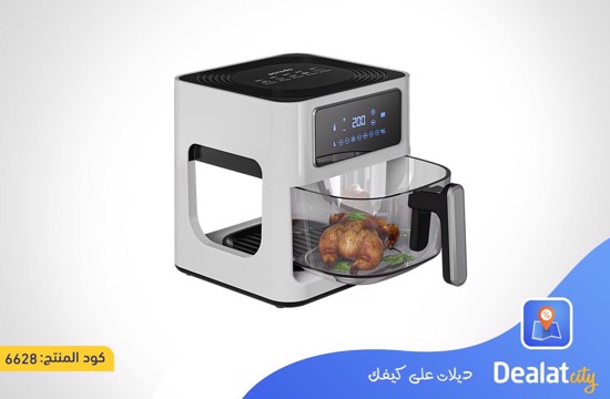 Porodo LifeStyle 5L Glass Pot Air Fryer 1000W, Adjustable Temperature