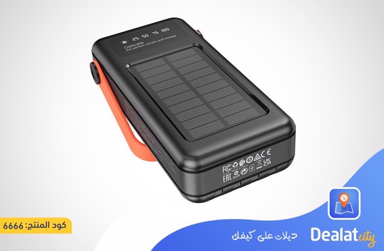 Hoco DB33 Plus 30000mAh Solar Power Bank with Built-in Charging Cables - dealatcity store